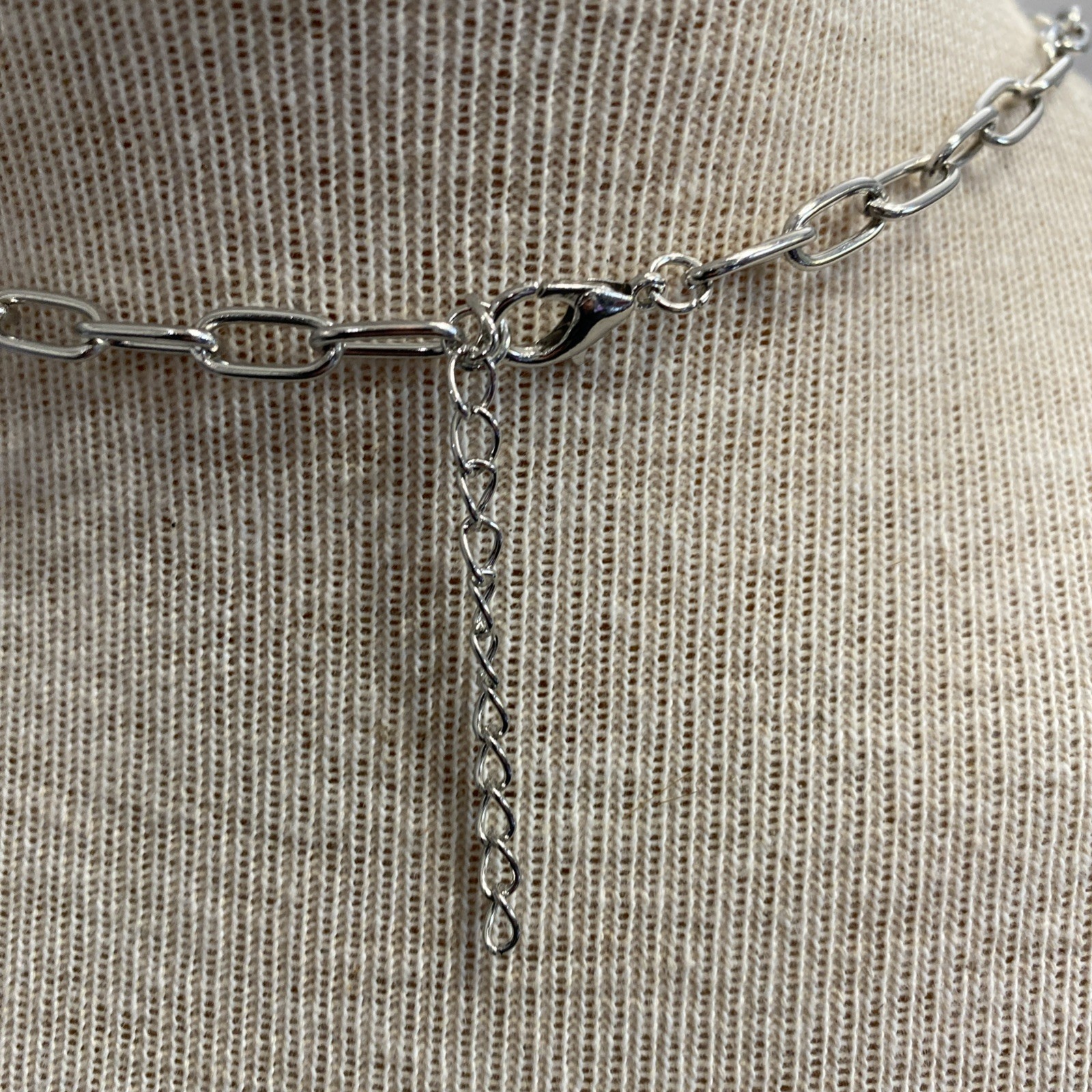 NEW Silver Tone Western Rectangle Checkered Pendant Chain Necklace