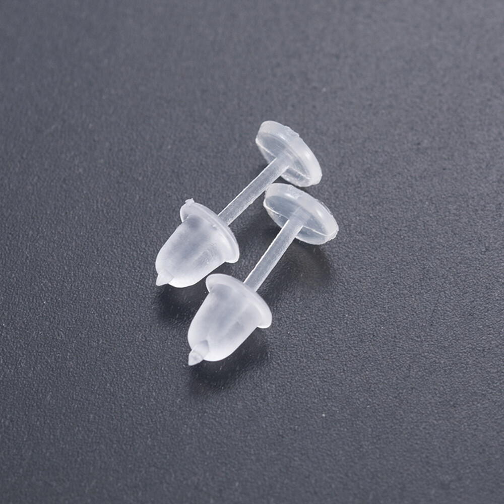 50/500pcs Clear Plastic Stem Rubber Anti-Allergy Ear Stud Replacement Earrings