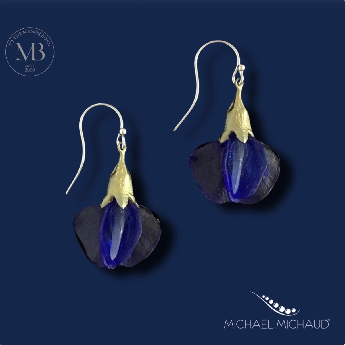 Michael Michaud False Indigo Earrings Drop Handcast Botanical Jewelry Nature Gif