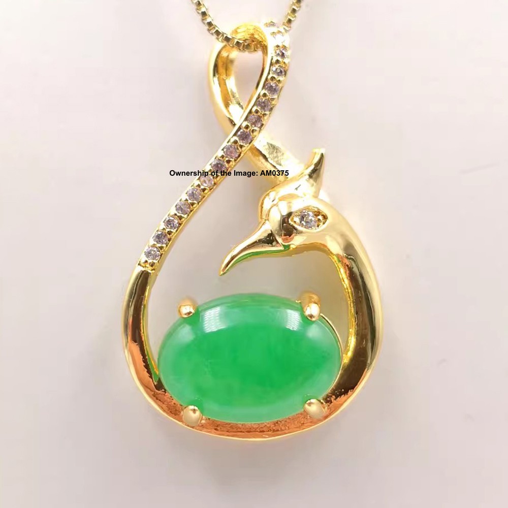 NEW Yellow Alloy Heating Jade Pendant Oriental Cultural Phoenix Pendant 33mm H