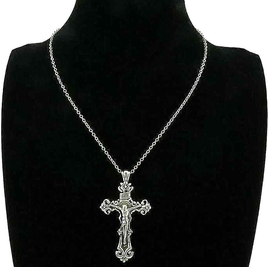 925 Sterling Silver 3D Christian Jesus Christ Cross Catholic Crucifix Necklace