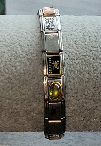 Persona Links Casa D’Oro Italy Stainless Steel Link Stretch Charm Bracelet Italy