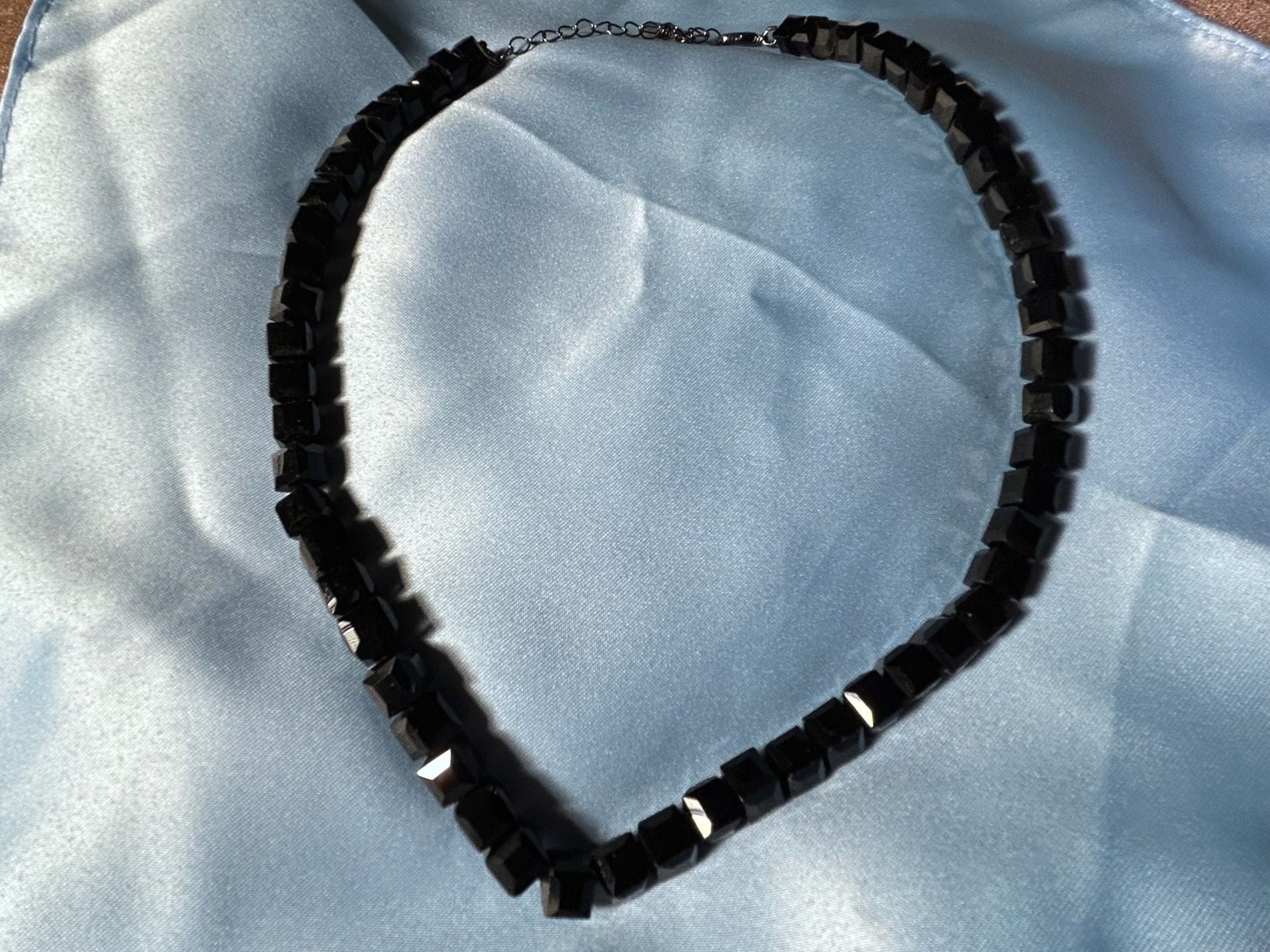 Park Lane Black Faceted Cube Bead Collar Necklace