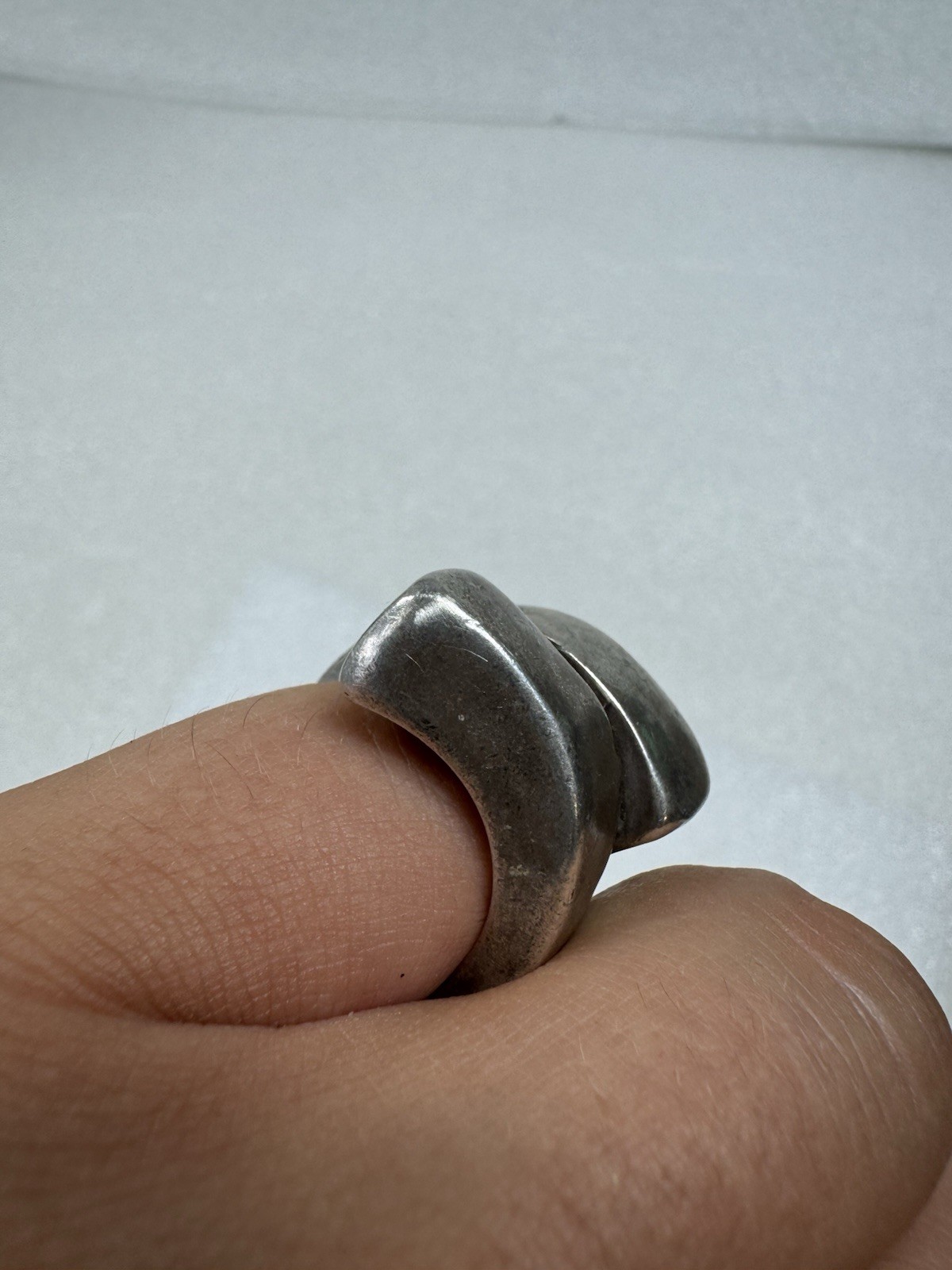 Heavy Silver Uno De 50 Designer Brutalist Bypass Statement Ring Size 8