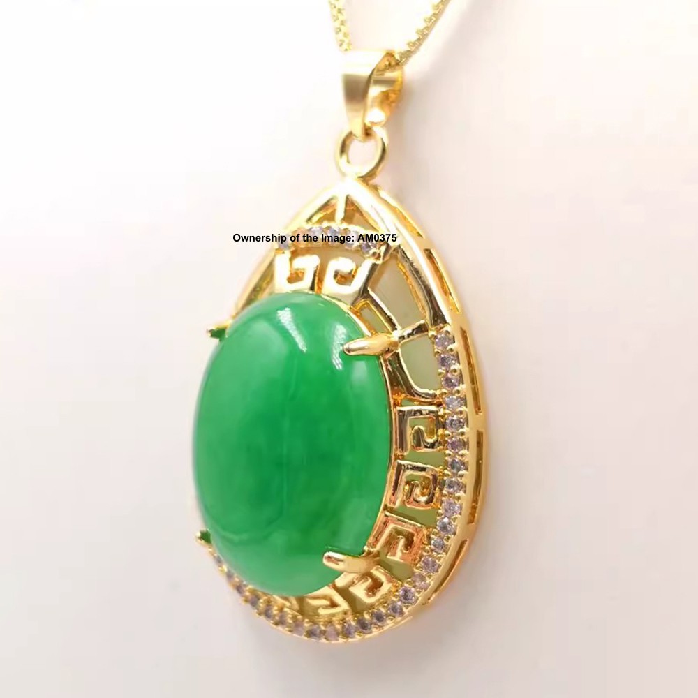 NEW Yellow Alloy Heating Jade Pendant Oriental Cultural Style Pendant 40mm H