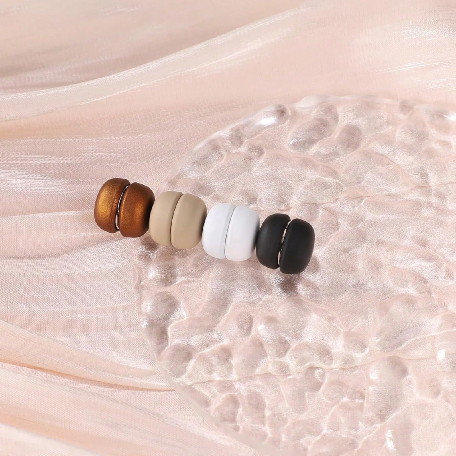 2/8pair Brooches Magnetic Classic Round Shiny Matt Stable Scarf Clips Hijab Pin