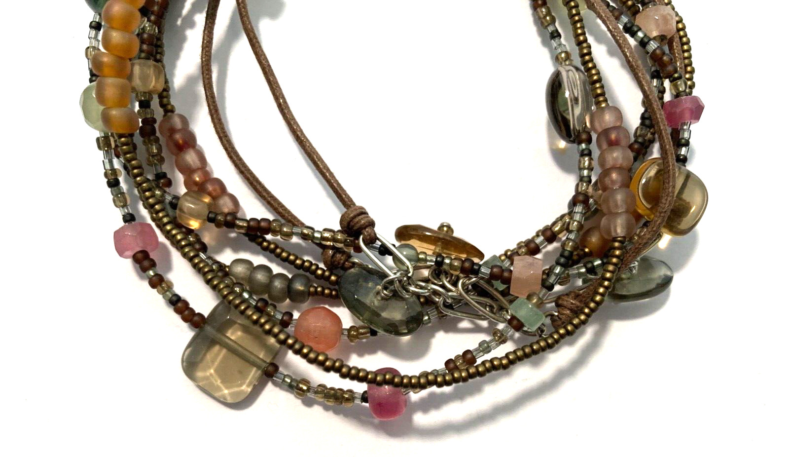 Bracelet, Silpada S/S, Chalcedony, Smoky Quartz & Beads. Lobster Clasp (B2090)