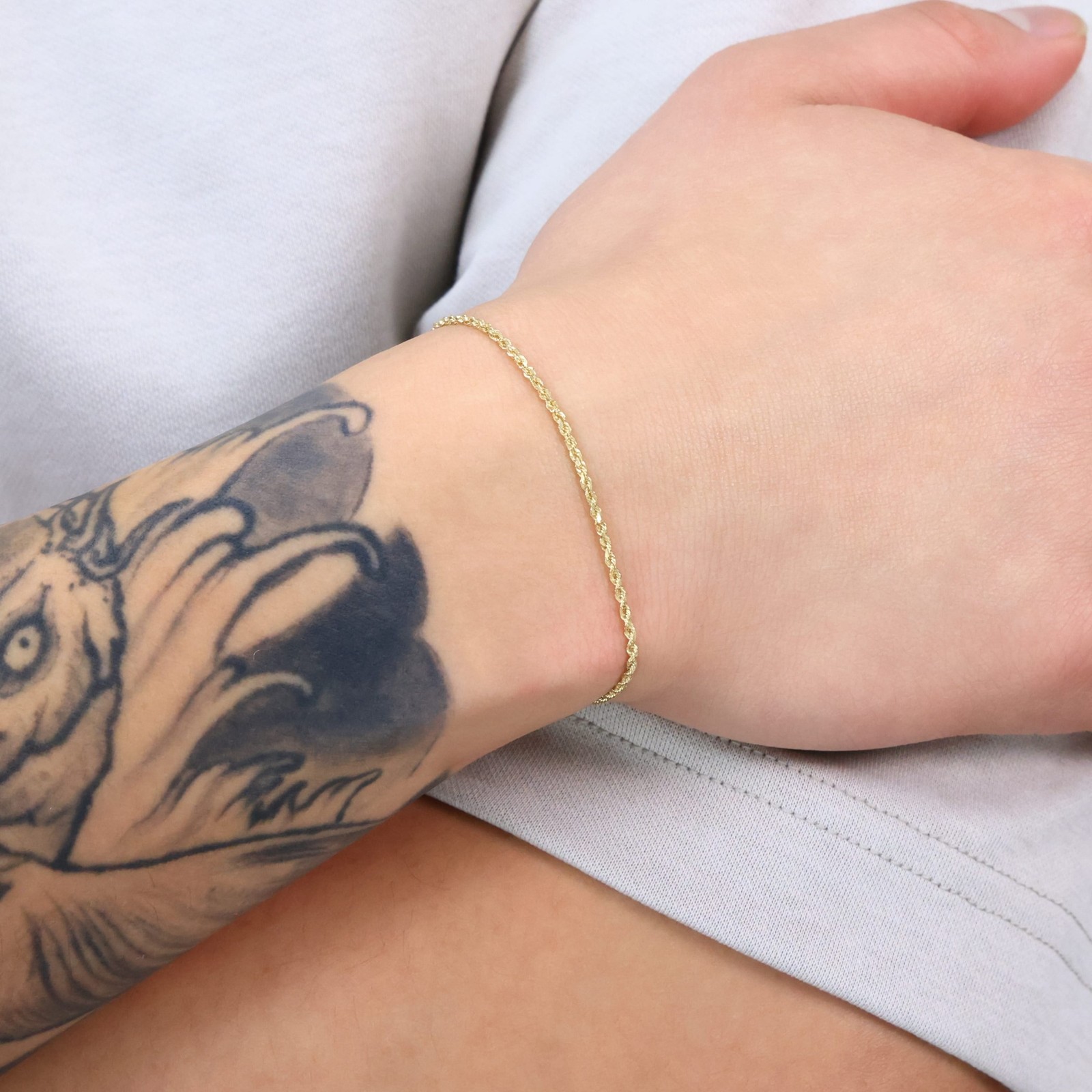 14K Yellow Gold 1.5mm-10mm Solid Diamond Cut Rope Chain Bracelet 7″ 7.5″ 8″ 9″