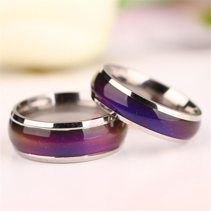 Men Ring Stainless Steel Color Change Mood Ring Emotion Feeling Changeable Ring