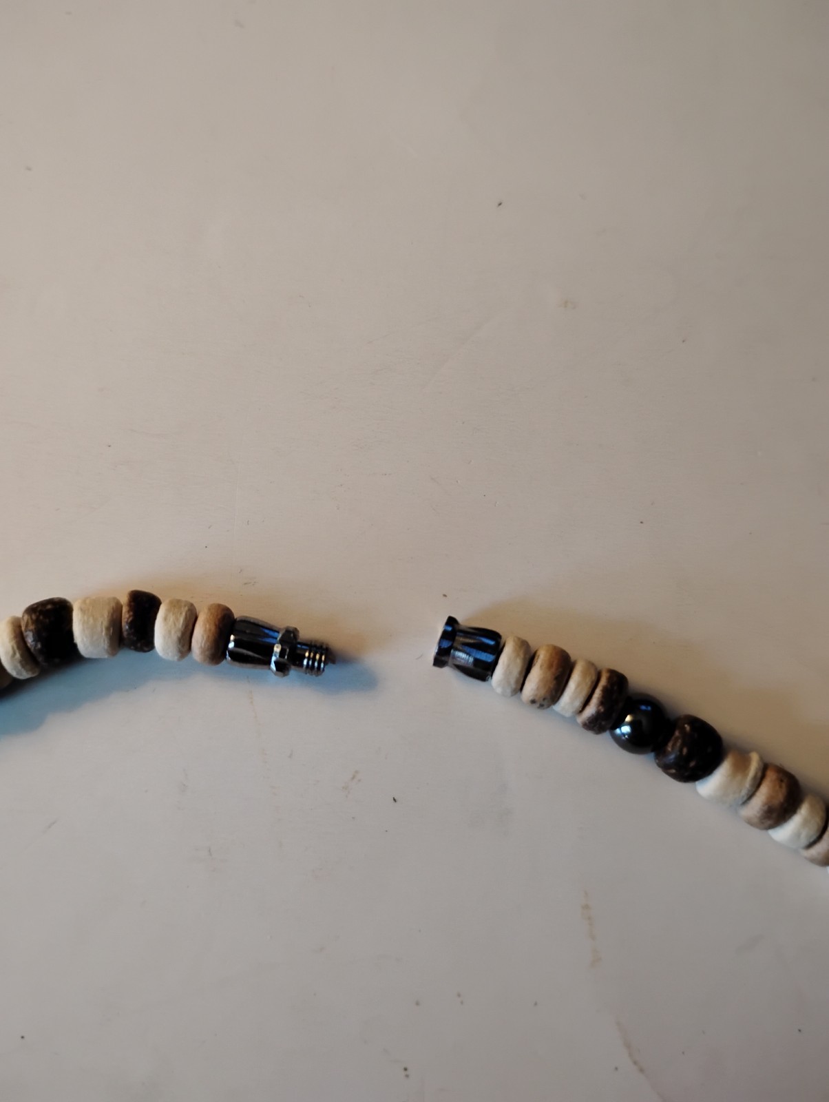 Coconut Shell Necklace 17″ Beige, Black, & Dark Brown Shell, Hawaiian
