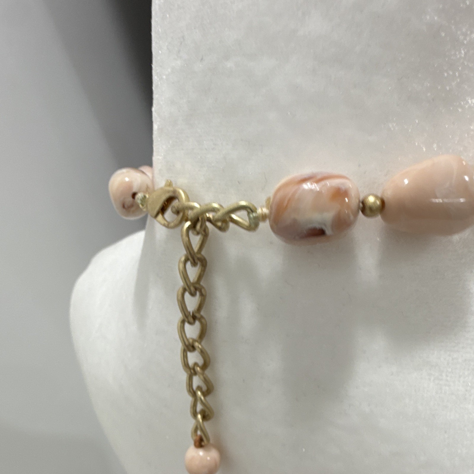 Beaded Statement Necklace Butterfly Charm Pendant Pink Brown Gold Adjustable