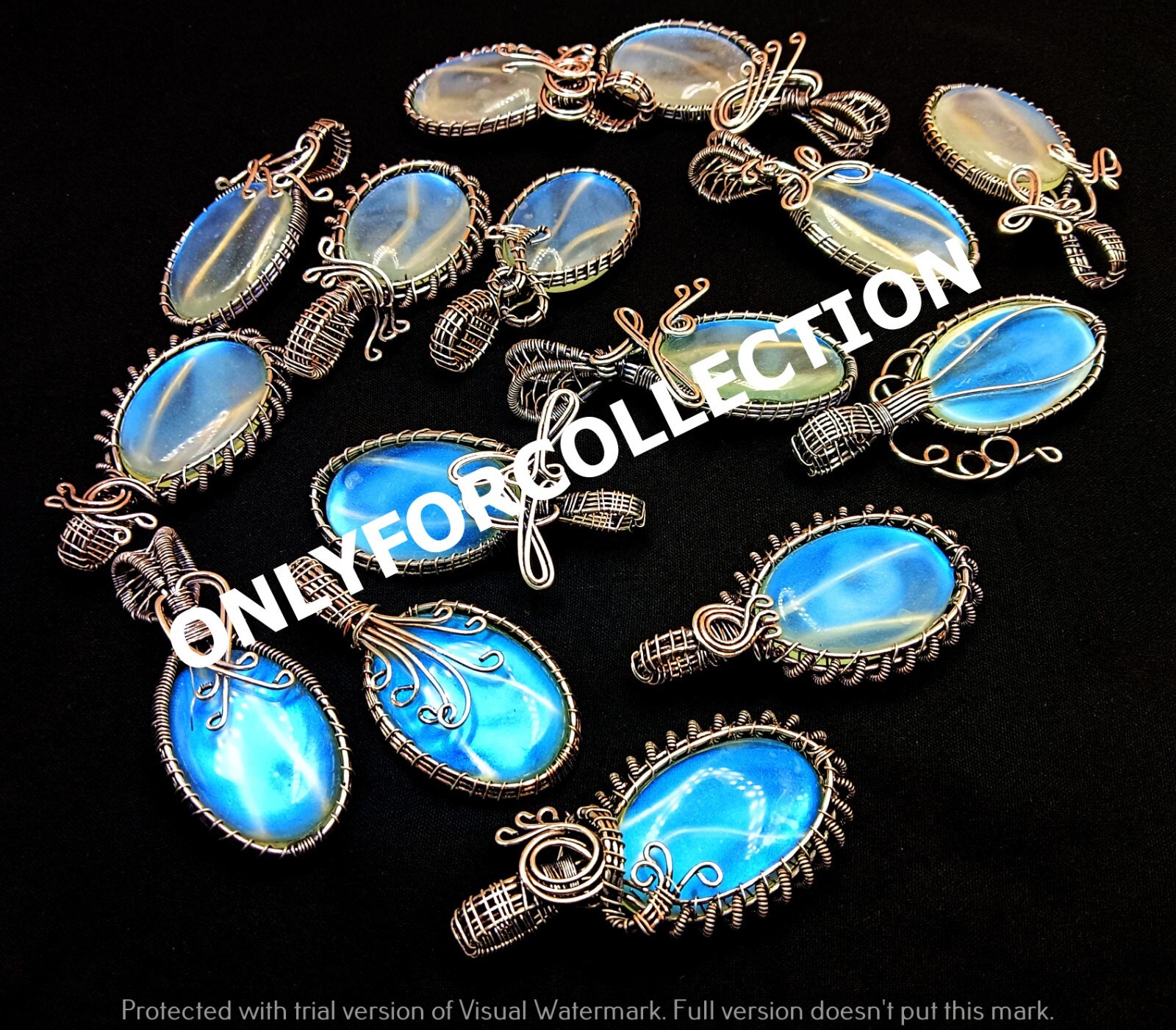OFFER MILKY AURORA OPAL GEMSTONE SILVER WIRE WRAP OXIDIZED 1 PC DESIGNER PENDANT