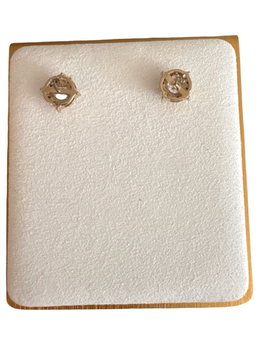 Source Unknown Silver and Gold Tone Crystal Halo Stud Earrings