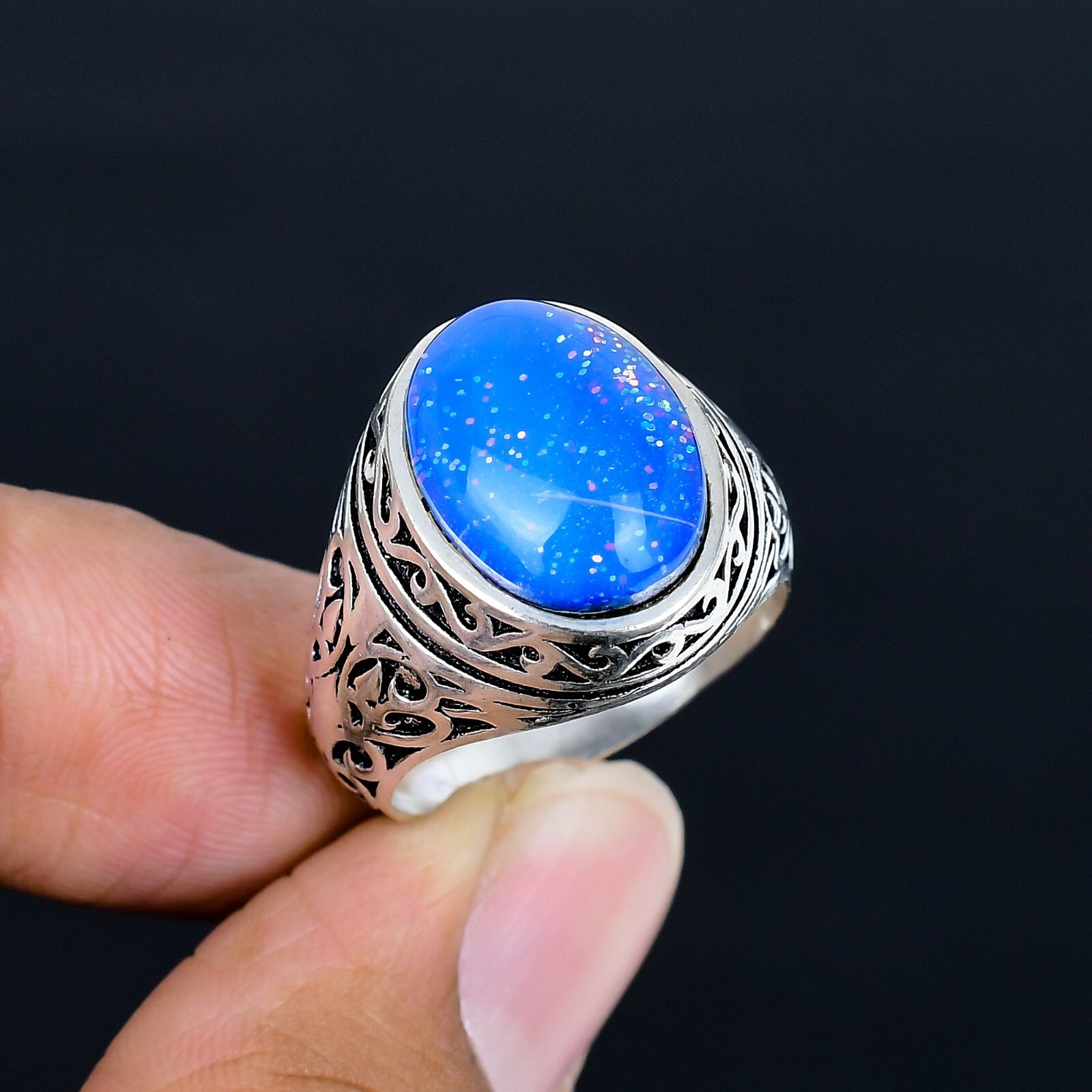 Fire Opal Gemstone Ethnic Ottoman Arabic Style Ring All Size Available LG-1117
