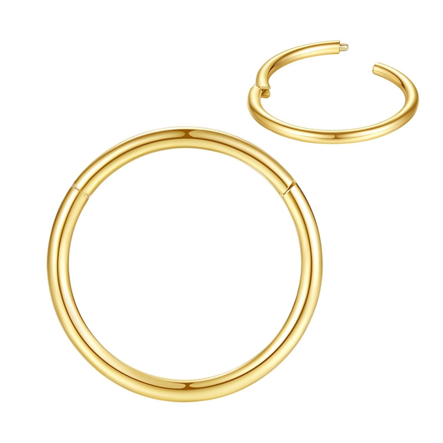 316L Surgical Steel Nose Rings Hoop Septum Clicker Hinged Segment Ring Lip Ea…