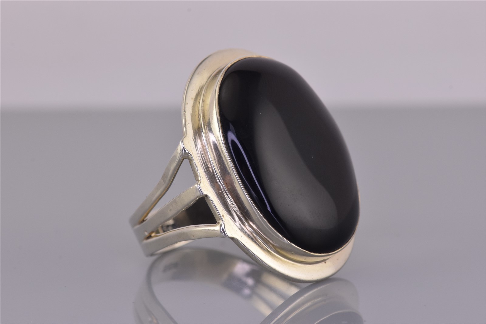 Sterling Silver 33mm Framed Onyx Statement Band Ring 13g 925 Sz: 13