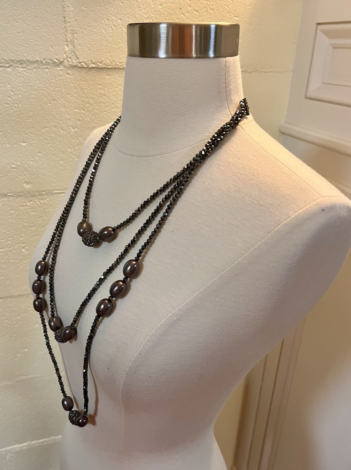 New With Tags Heidi Daus “Ease And Elegance” 3-Strand Beaded Necklace