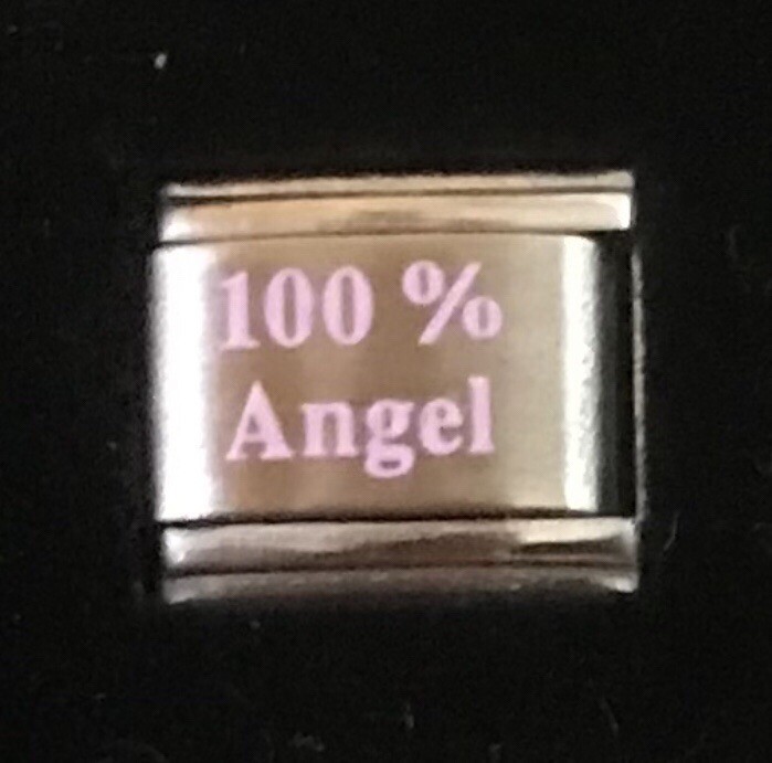 100% Angel Laser Italian Charm Link 9MM K47