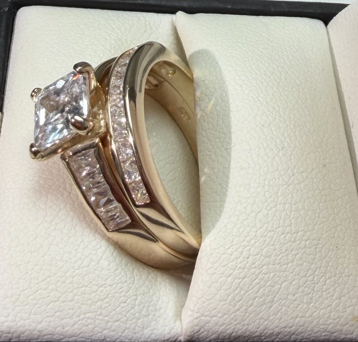 Gold Plated Silver 925 Cubic Zirconia Bridal Set Ring Size S