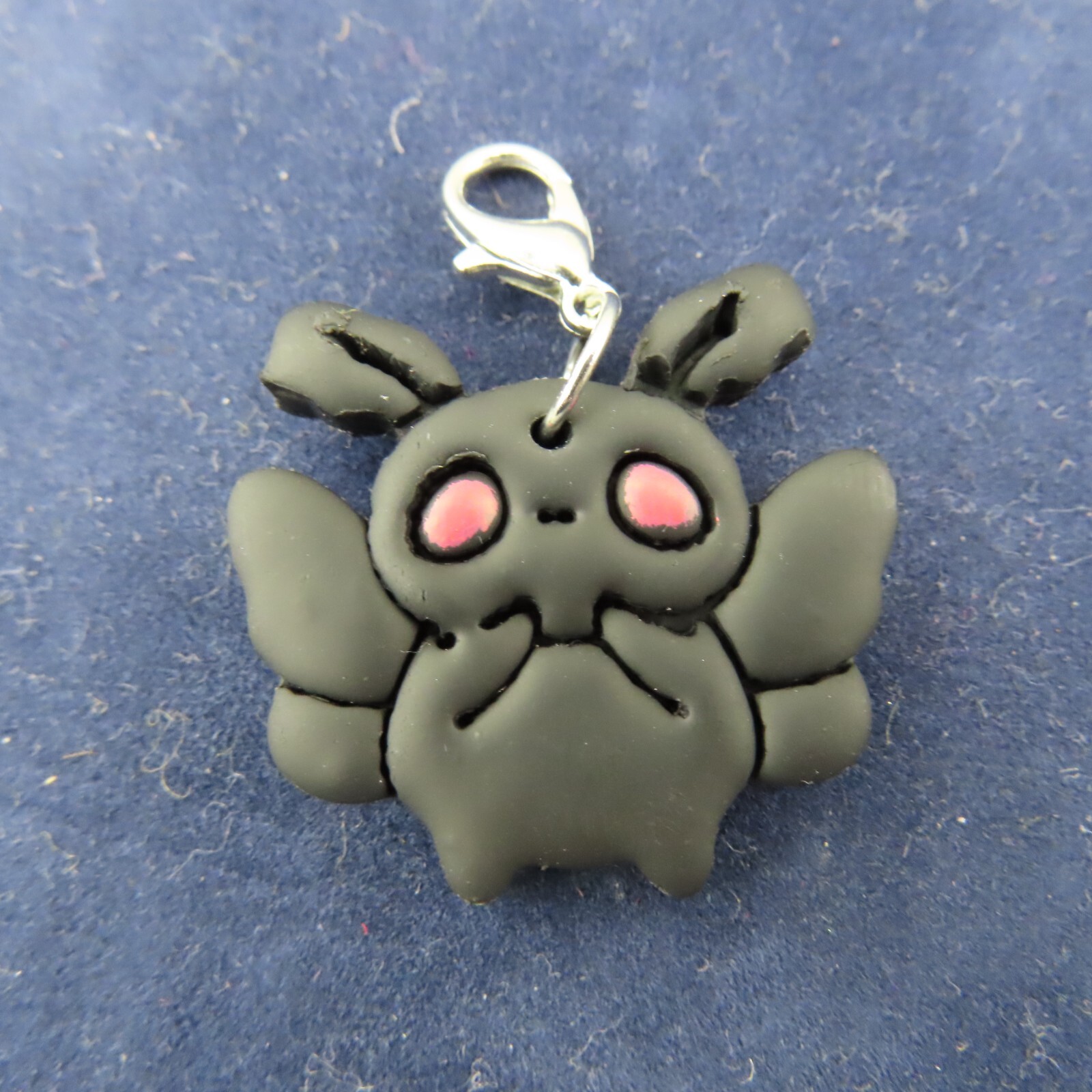 MOTHMAN Charm Zipper Pull Keychain Add On Clip Dangle Cryptid Cartoon Black Red