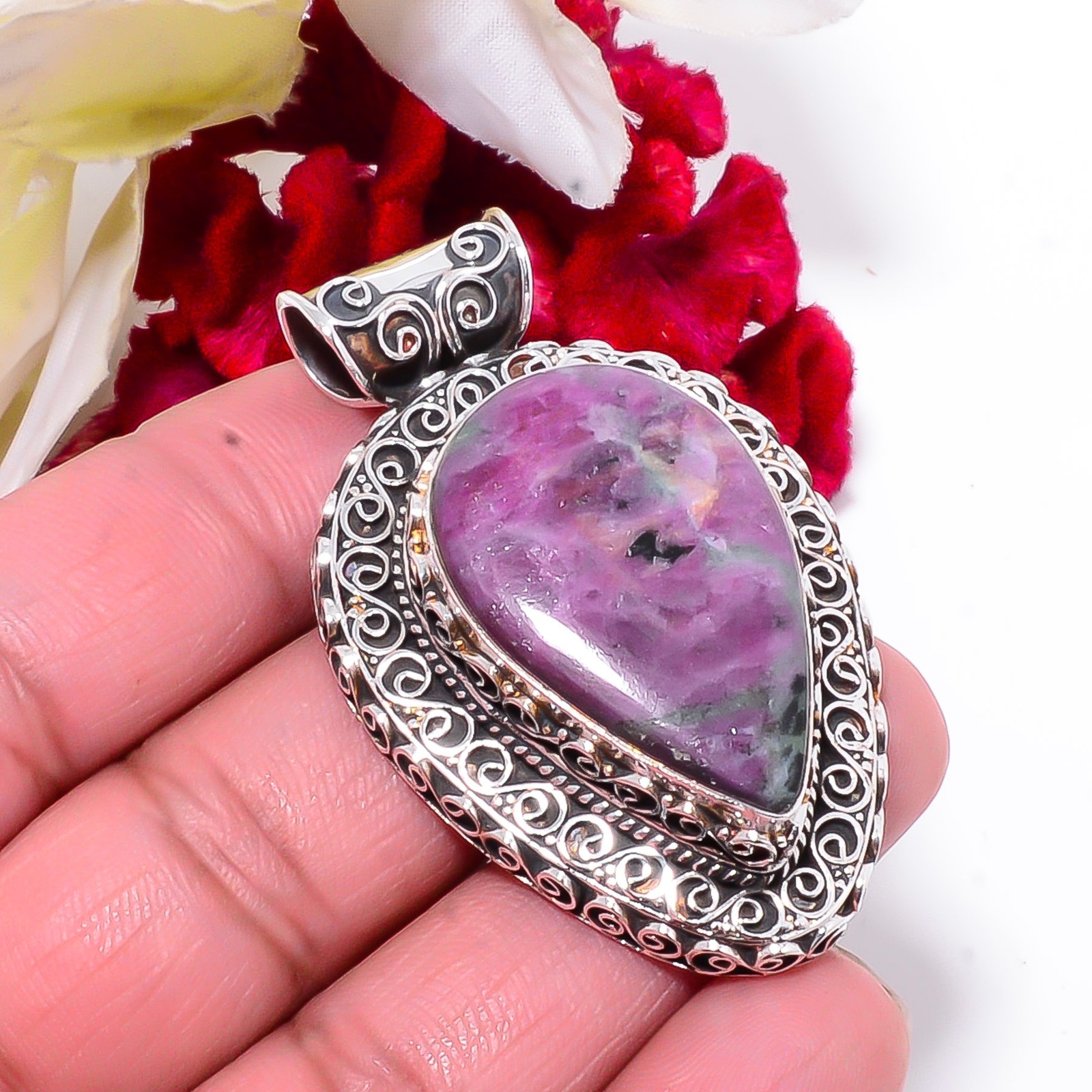 Ruby With Zoisite Fine Art 925 Sterling Silver Pendant 2.15 Sk6, Christmas Gift