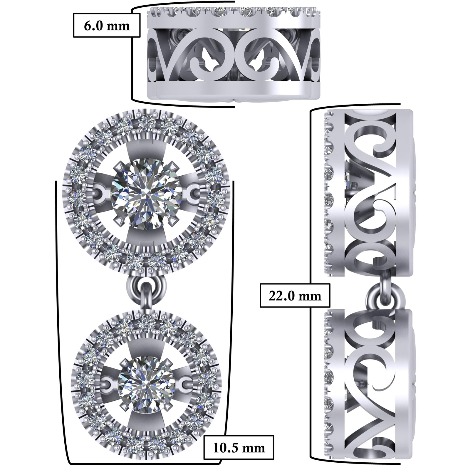 Round Double Halo Dancing Stone CZ Necklace in 925 Sterling Silver & Zirconia