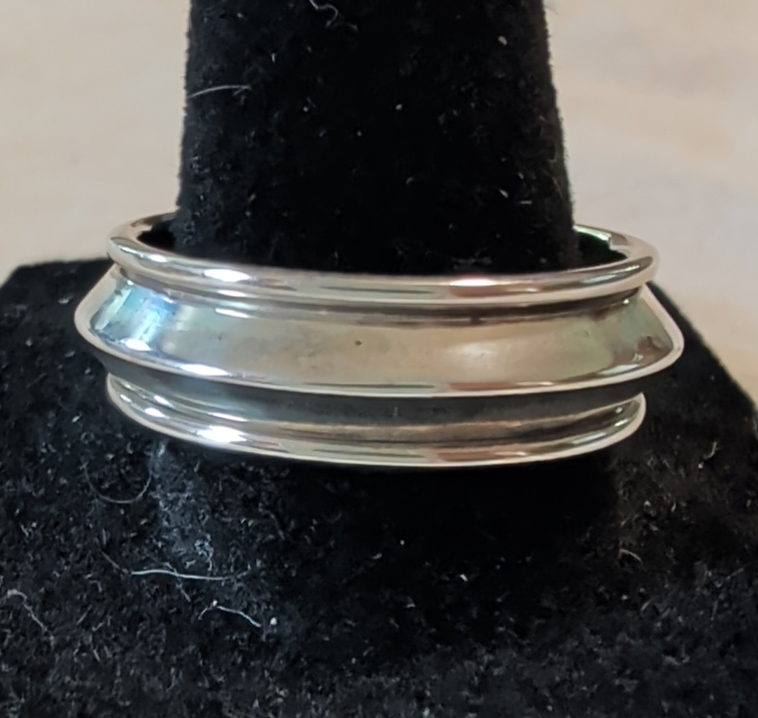 Sterling Silver 7.8mm Wide Spinner Band Style Size 11.5 9.25 Grams
