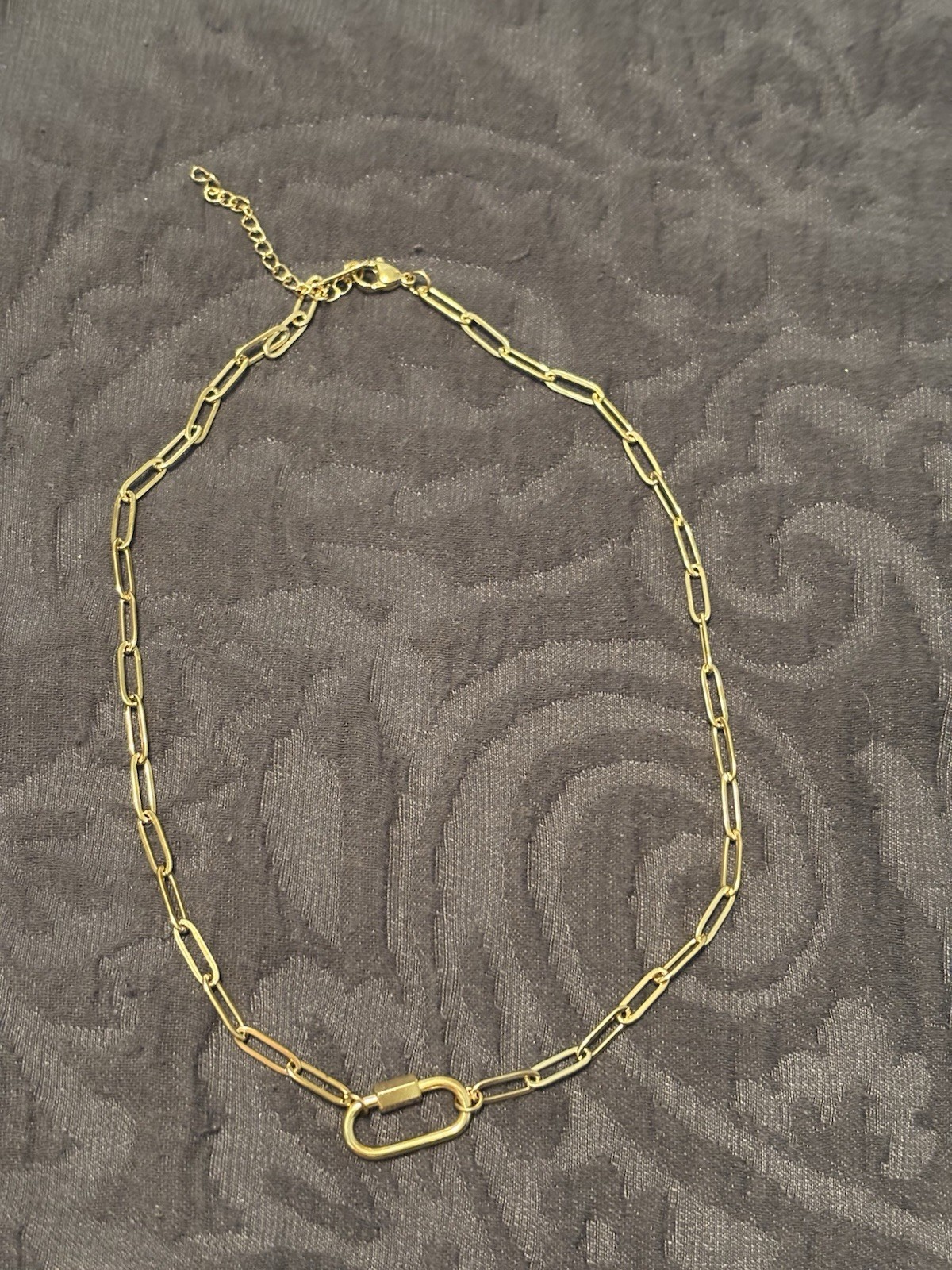 New never worn 18kt PVD Stainless paper clip link necklace 16″+2″ With Carabiner