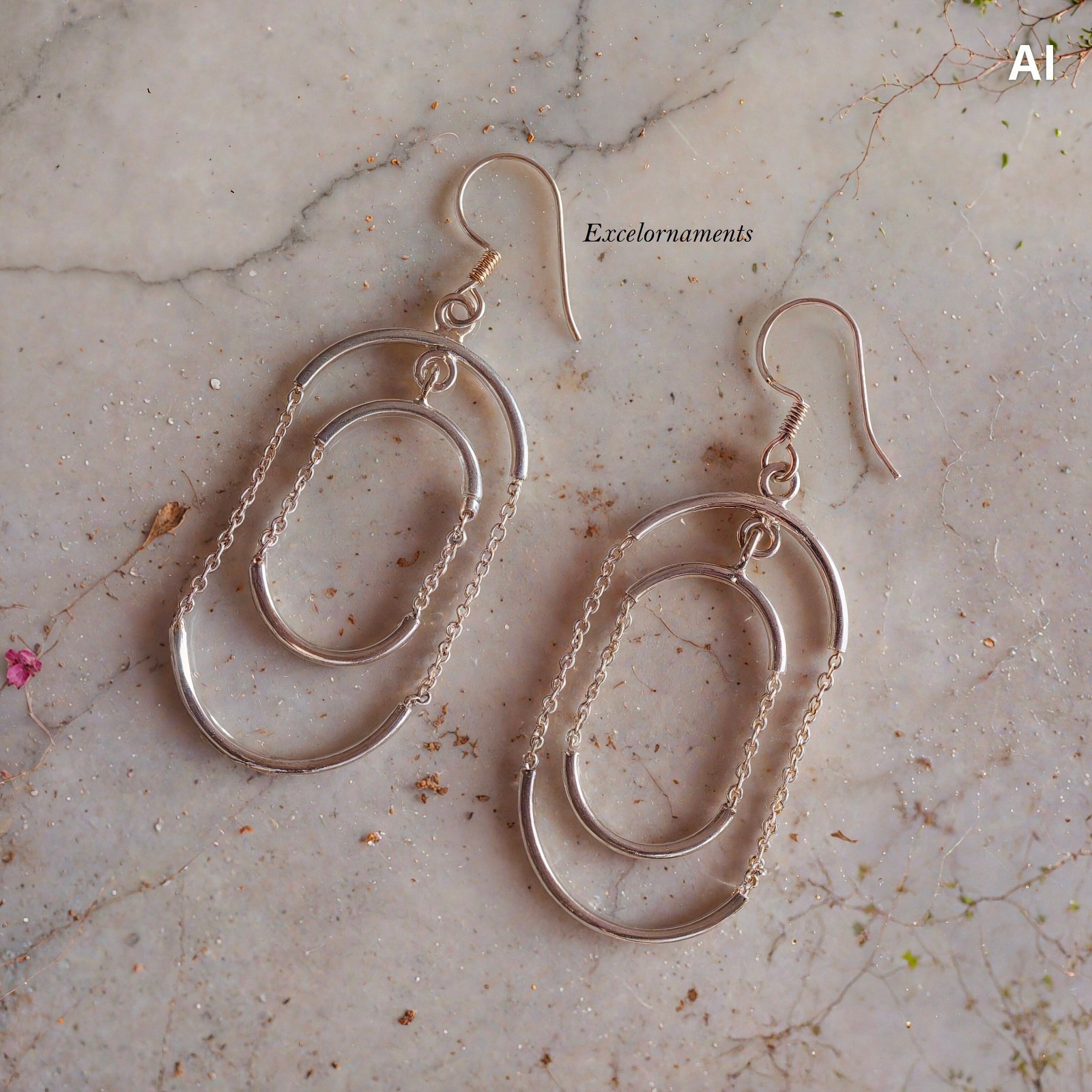Multi-Hoop Textured Layered Drops Earrings 925 Sterling Silver Pretty Earring