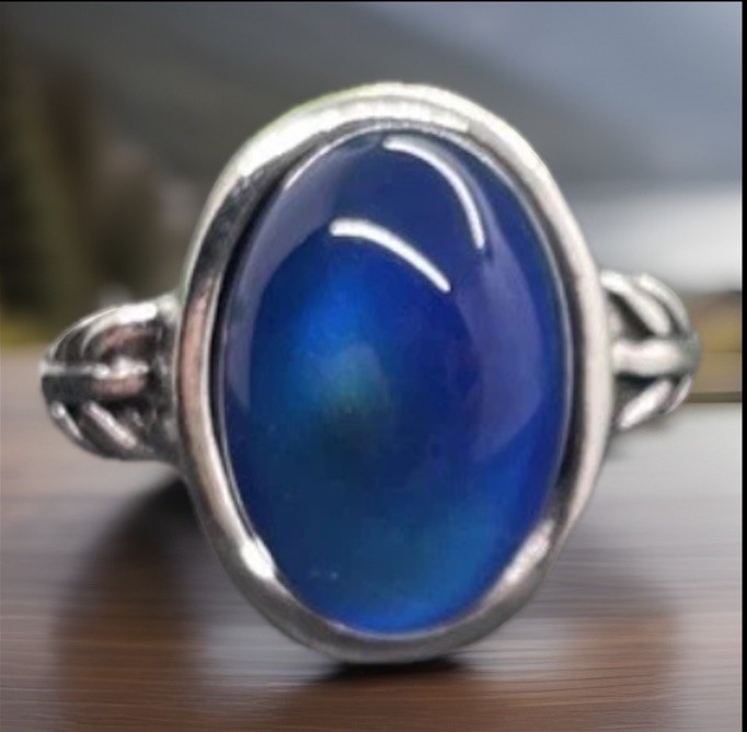 Silver-tone Mood Ring Color Change And Chart Size 8 New Free Ship C442 C443