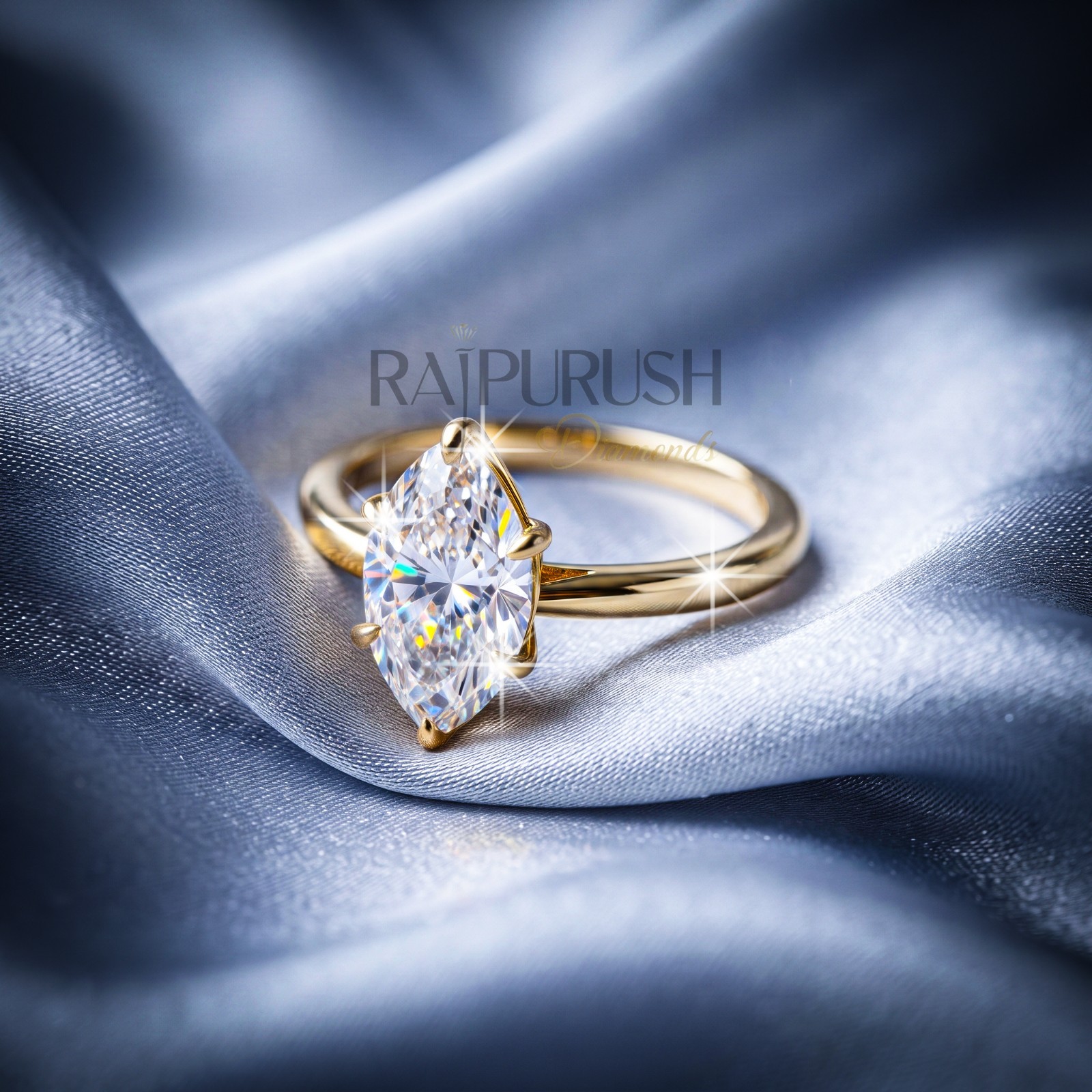 Marquise Cut Moissanite Engagement Ring -Sterling Silver Solitaire Promise Ring