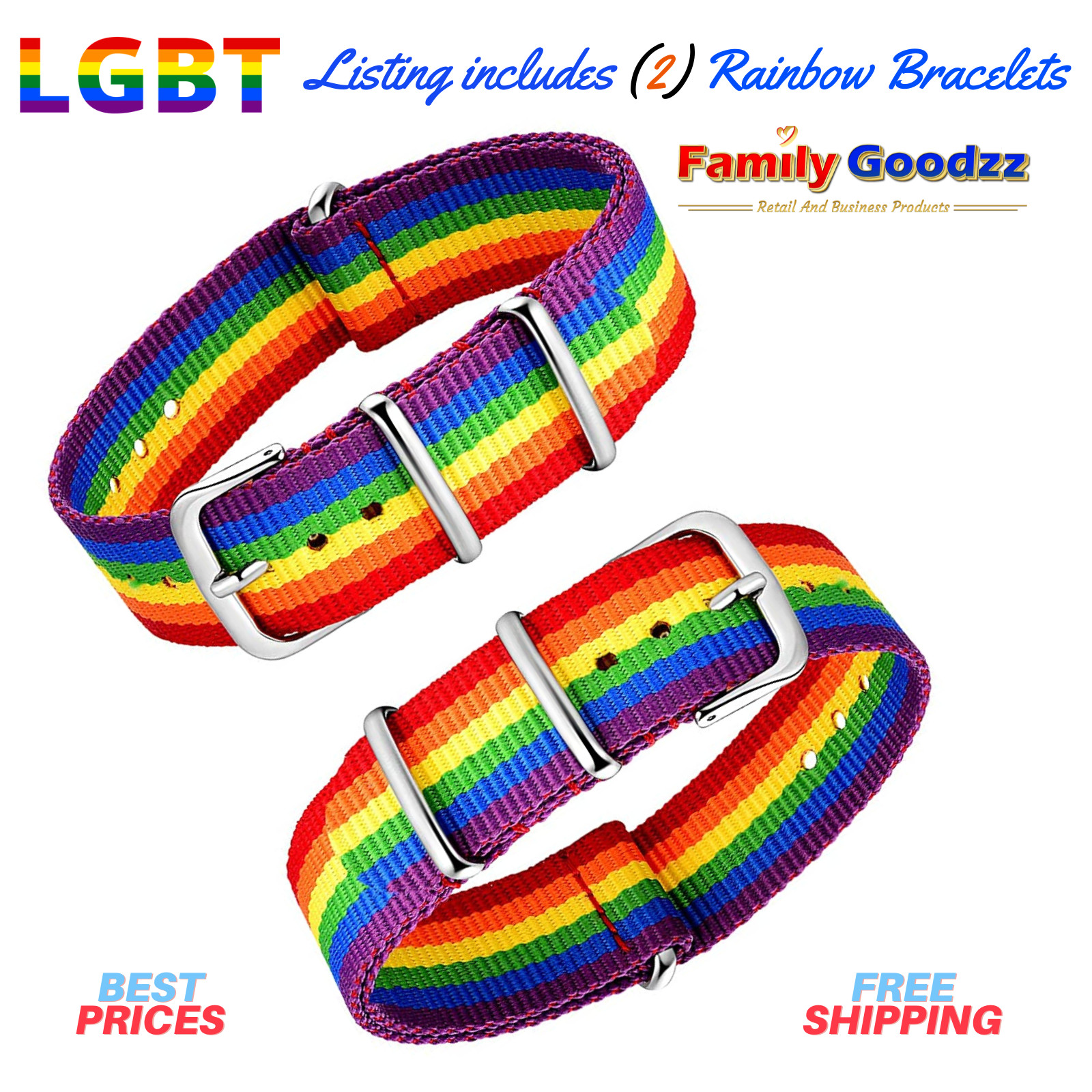 🌈LGBT Rainbow Bracelets (2 pcs) Gay Pride Multi-Colored, Buy 1 get 1 at 50% off