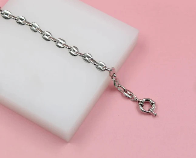 7mm Thin Anchor Mariner Clip Link Bracelet With Spring Clasp (I446)