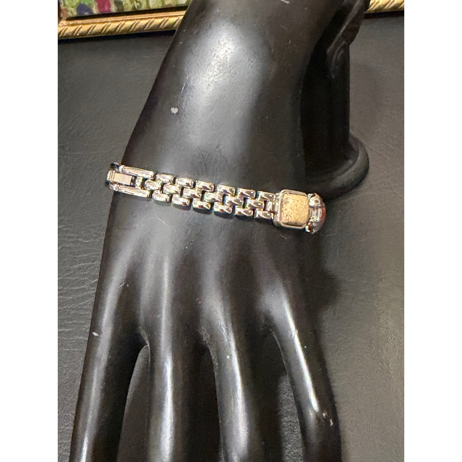 Link Bracelet Womens Multi Faux Stone Silver Excellent Southwestern Boho Square