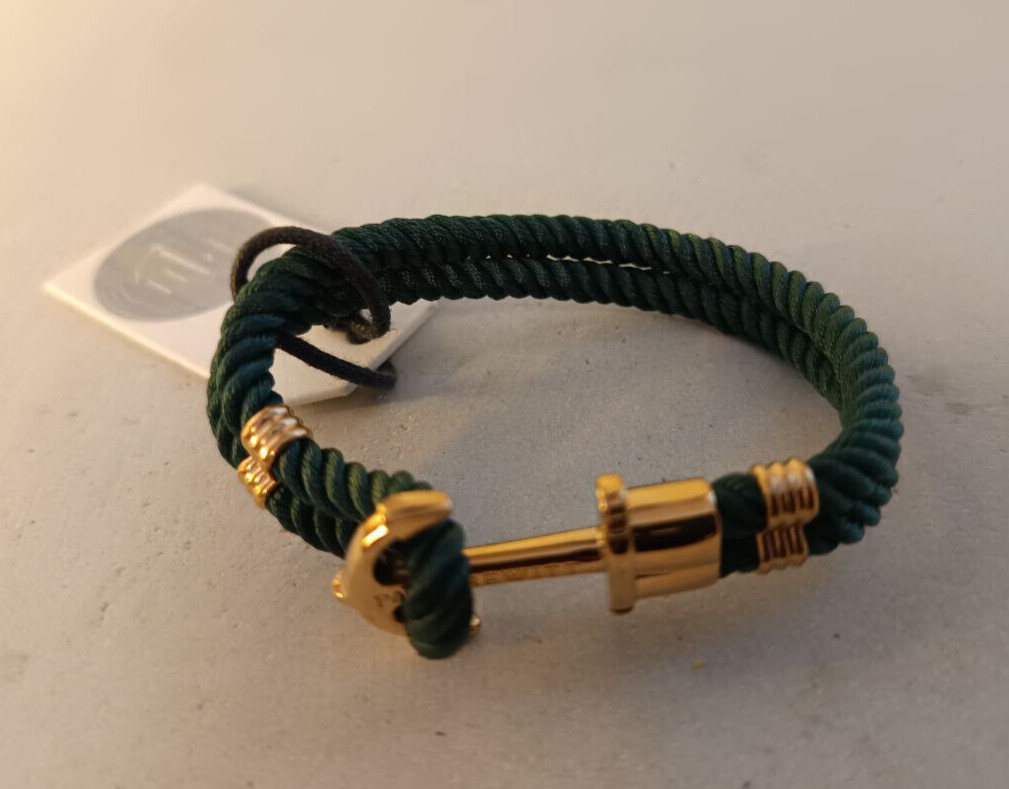 Paul Hewitt Phrep Anchor Bracelet Green Stainless Steel Gold Colored 19.5Cm New