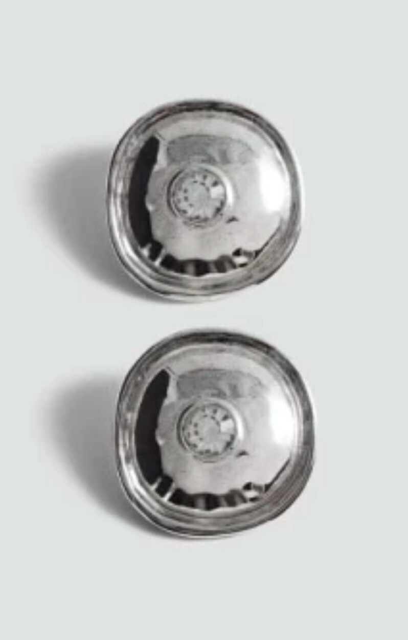 MANGO – Silver coin earrings with crystals – Universal size – Woman