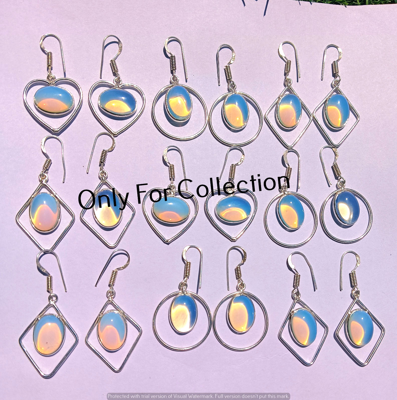 Trendy White Opalite Gemstone 925 Sterling Silver Palted Earings Lot New Jewelry