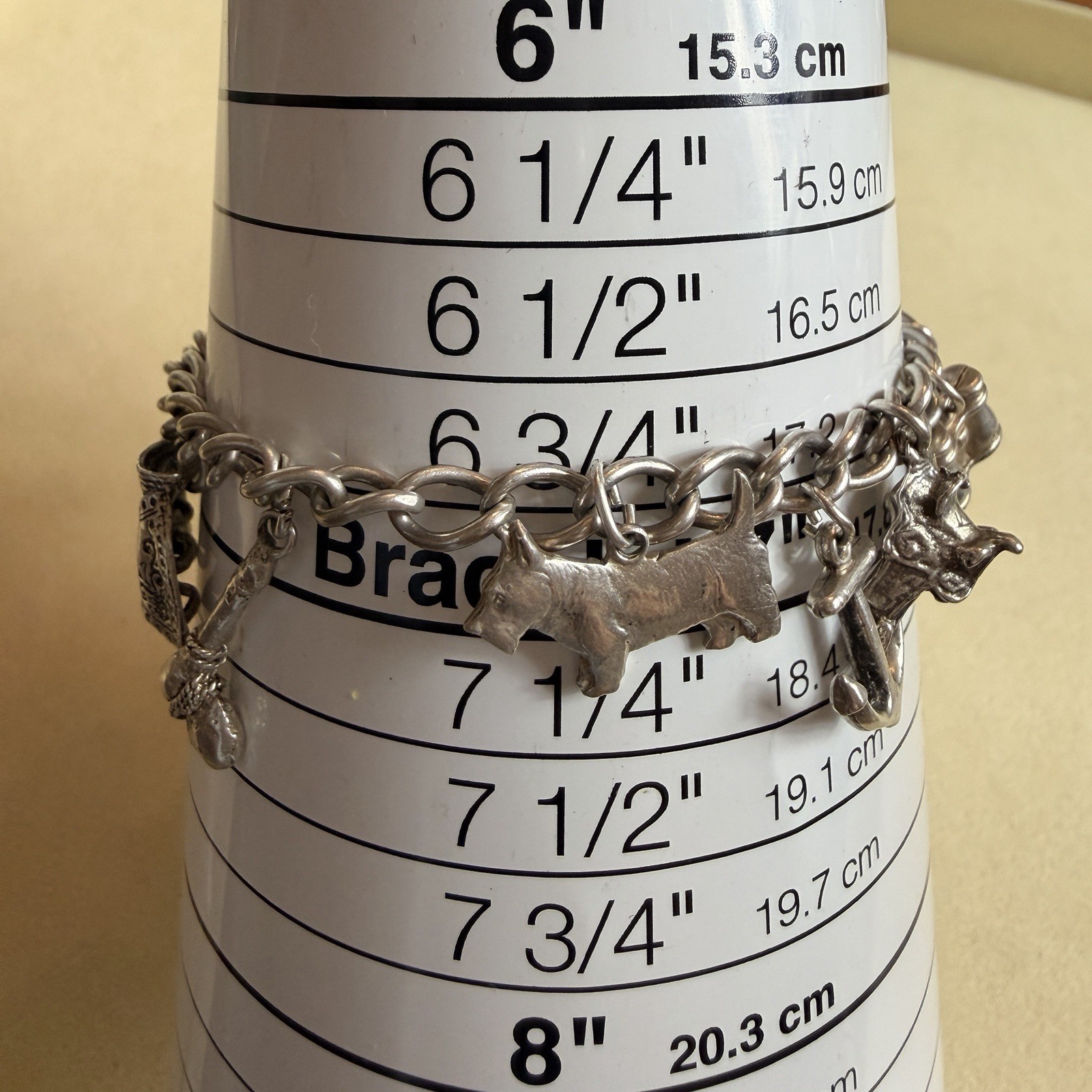 Vintage 925 Sterling Silver Charm Bracelet Size 6 3/4 inches