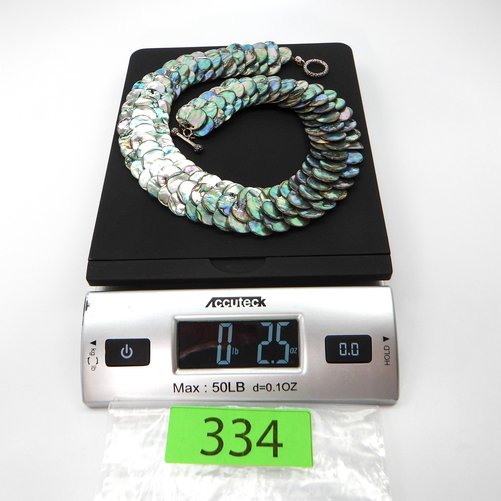 Sally C Treasures SX 925 Sterling Silver Abalone Disk Strand Chunky Neck G2U