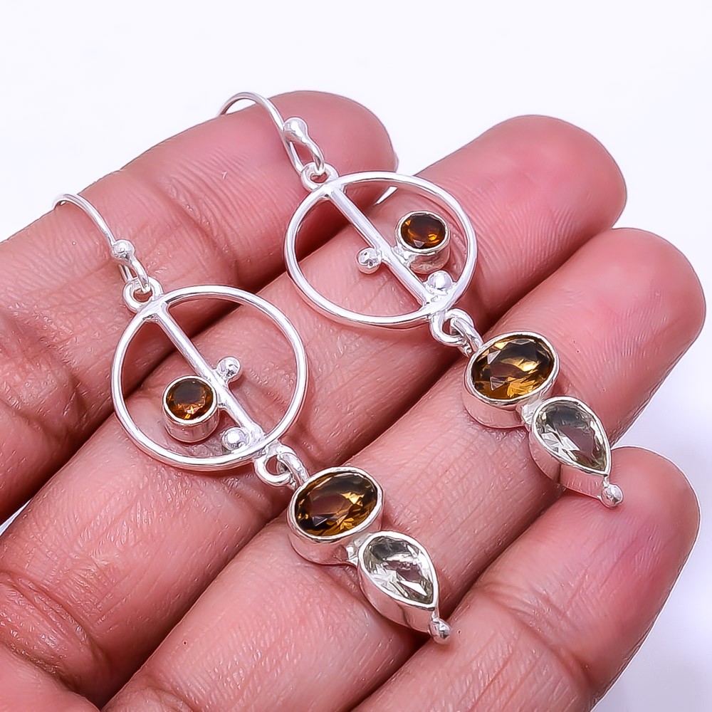 Smokey 925 Sterling Silver Handmade Earring 2.34″ E_9204_229_40, Christmas Gift