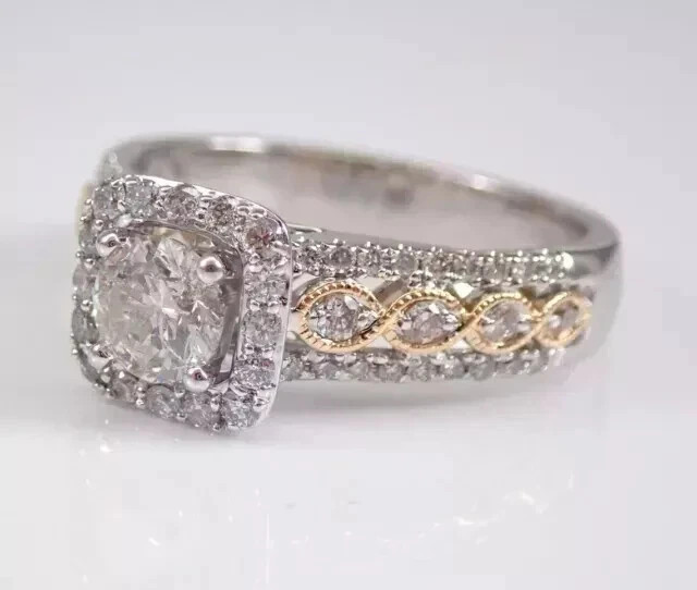 2.50Ct Round Cut Moissanite Women’s Halo Engagement Ring 14K White Gold Plated