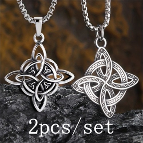 Wicca Pagan Witch Symbol Celtic Knot Pendant Triquetra Trinity Silver Necklace