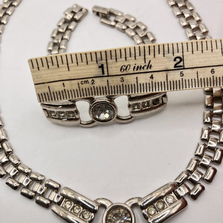 Panther link necklace 36cm bracelet 20cm set decorative silver tone metal unisex