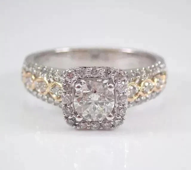 2.50Ct Round Cut Moissanite Women’s Halo Engagement Ring 14K White Gold Plated