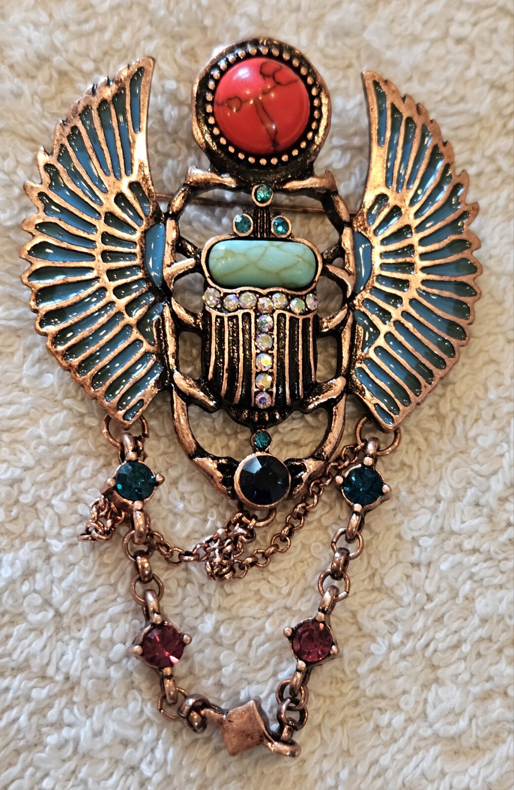 WINGED BEETLE BROOCH . EXTRAVAGANT BRILLIANT COLORFUL. CAN’T PASS THIS UP! LOOK!