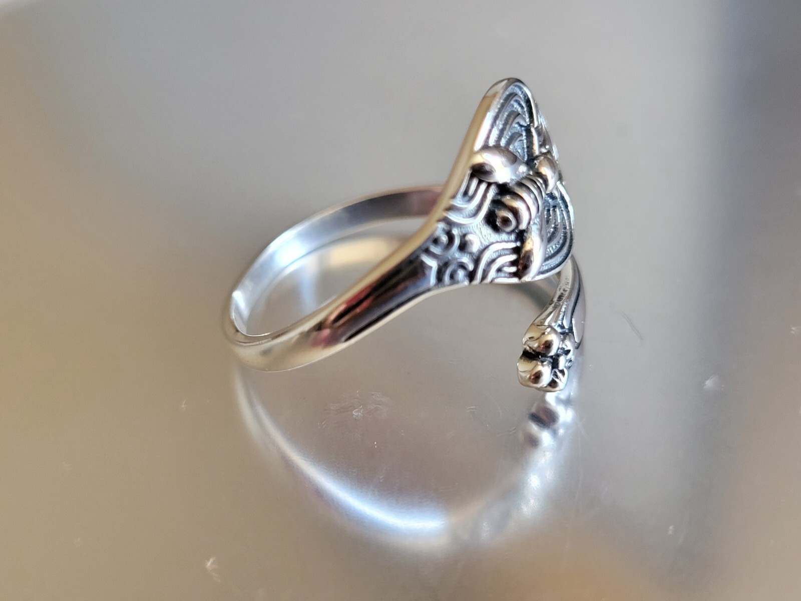 925 Sterling Silver Bumble Bee Spoon Ring Silver Garden Insect Boho Band