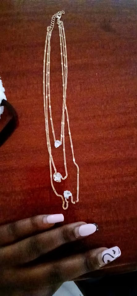 3 Layer Gold Chain Necklace Crystal Heart Star Teardrop Dainty Boho Beach Choker