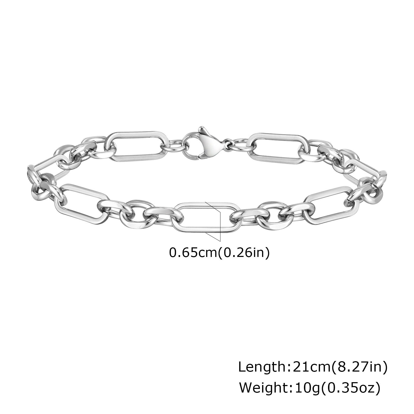 Stainless Steel Chunky Handmade Rolo Link Bracelets Paperclip Wristband Unisex