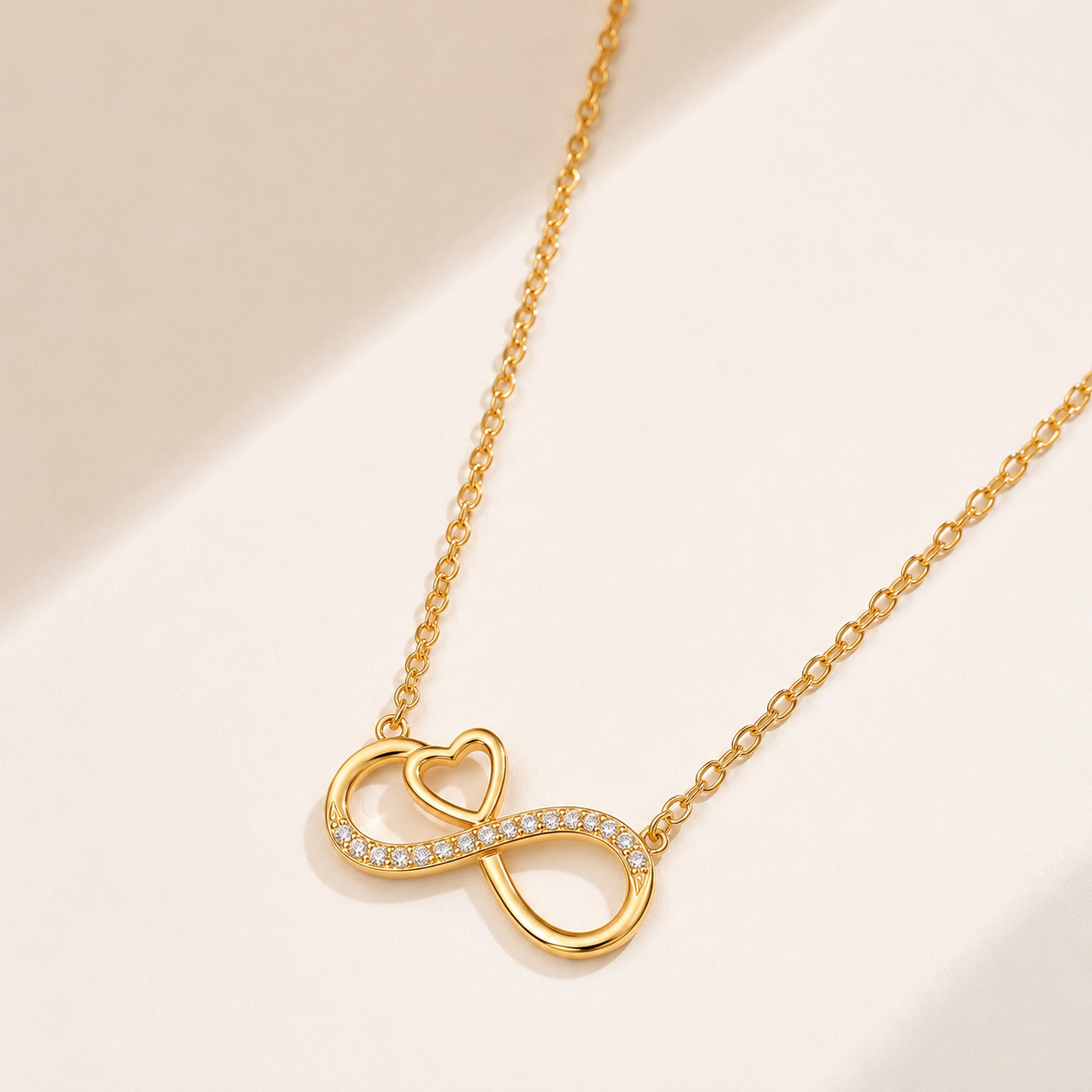 Minimalist Infinity Heart Necklace For Women Shiny Zircon Inlaid Pendant Choker