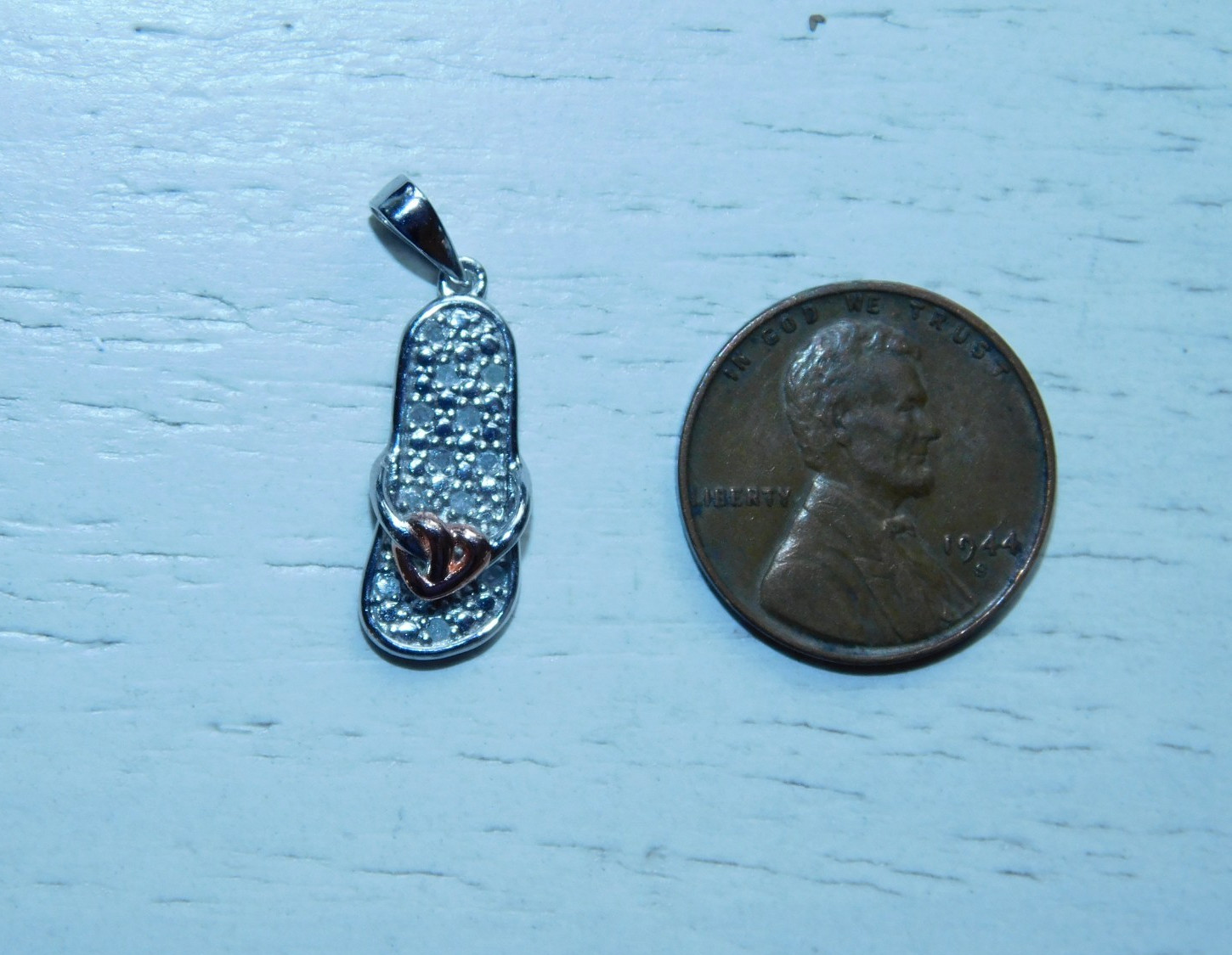 Sterling Silver Flip Flop Pendant 925 Signed Two-Tone Summer Sandal 1+gr